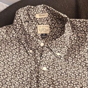 J. Crew Men's Black and White Floral Shirt